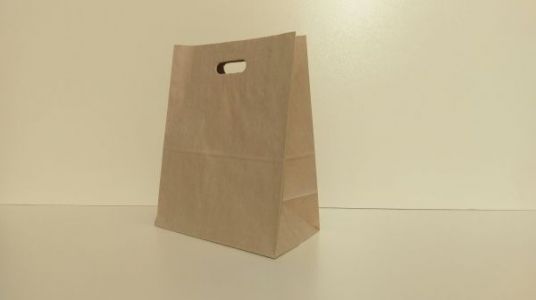 32x17x39 cm, PUNGA DIN HARTIE KRAFT NATUR CU MANER DECUPAT