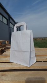 18 x 9 x 22 cm, SACOSA  ALBA CU MANER TIP BANDA 