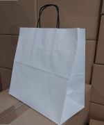 32 x 16 x 31 cm SACOSA KRAFT ALBIT CU MANER NEGRU